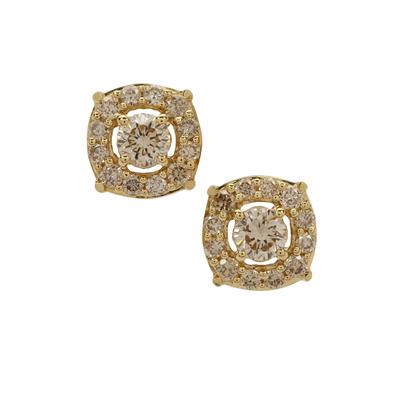 Golden Ivory Diamonds Earrings in 9K Gold 0.55ct