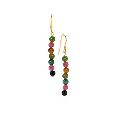 Multi-Colour Tourmaline Earrings in Gold Tone Sterling Silver 9cts