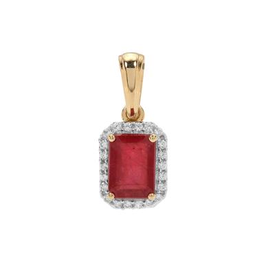 Malagasy Ruby Pendant with White Zircon in 9K Gold 1.80cts