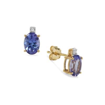 AA Tanzanite Earrings with Diamonds in 9K Gold 1.60cts