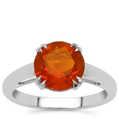 AAA Honey American Fire Opal Ring in Sterling Silver 1.90cts