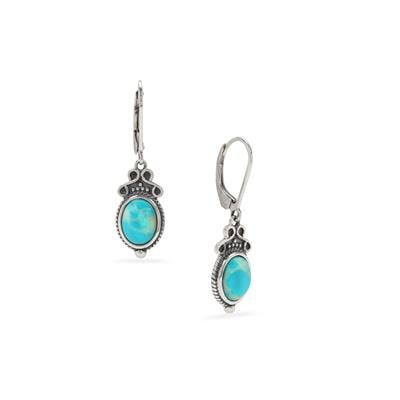 ARMENIAN Turquoise Oxidized Earrings in Sterling Silver 3.40cts