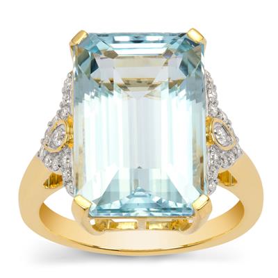 Aquamarine Ring with Diamonds in 18K Gold 11.66cts