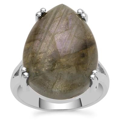 Pink Flash Labradorite Ring in Sterling Silver 15cts