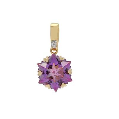 Wobito Snowflake Cut Kaleidos Pink Topaz Pendant with White Zircon in 9K Gold 5.70cts