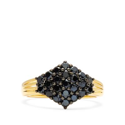 Black Spinel Ring in Gold Tone Sterling Silver 0.25cts 