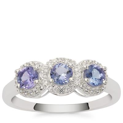 Tanzanite Ring with White Zircon in Sterling Silver 0.85ct