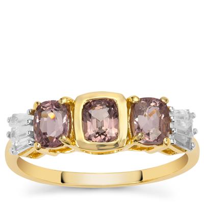 Burmese Purple Spinel Ring with White Zircon in 9K Gold 1.85cts
