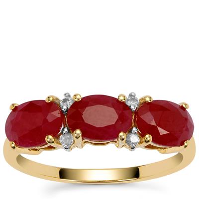 Burmese Ruby Ring with White Zircon in 9k Gold 3.15cts
