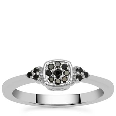 Black Diamond Ring in Sterling Silver 0.11ct