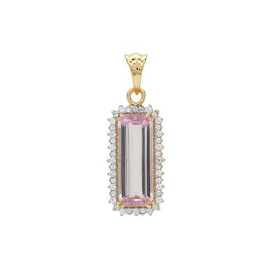 Mawi Kunzite Pendant with White Zircon in 9K Gold 5.65cts