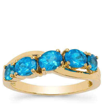 Vivid Blue Apatite Ring in 9K Gold 1.40cts