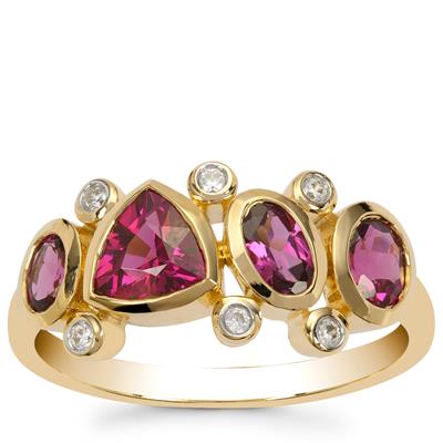 Comeria Garnet Ring with White Zircon in 9K Gold 1.60cts