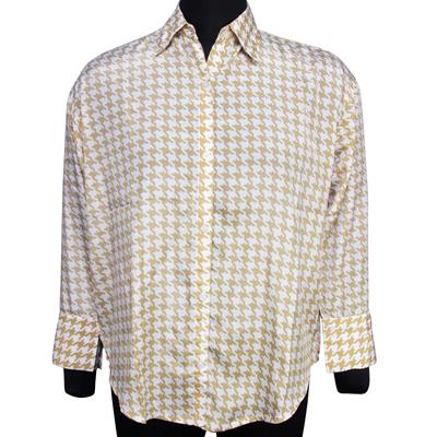Destello 100% Polyester Houndstooth Printed Shirt (Choice of 2 Sizes) (Beige)