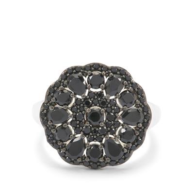 Black Spinel Ring in Sterling Silver 2.90cts