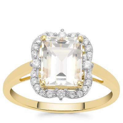 Himalayan Beryl Ring with White Zircon in 9K Gold 2.35cts