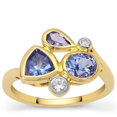 AA Tanzanite Ring with Zircon in 9K Gold 1.65cts