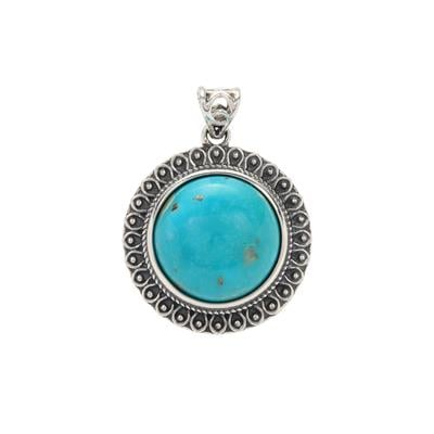 ARMENIAN Turquoise Oxidized  Pendant in Sterling Silver 11.95cts