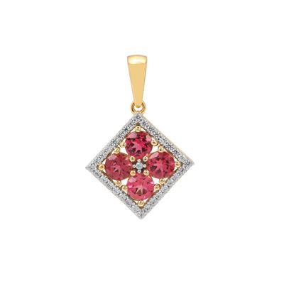 Nigerian Rubellite Pendant with White Zircon in 9K Gold 1.30cts