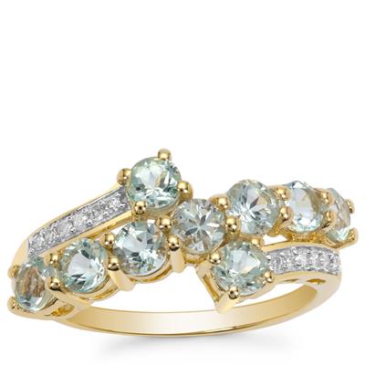 Aquaiba™ Beryl Ring with Diamond in 9K Gold 1.45cts