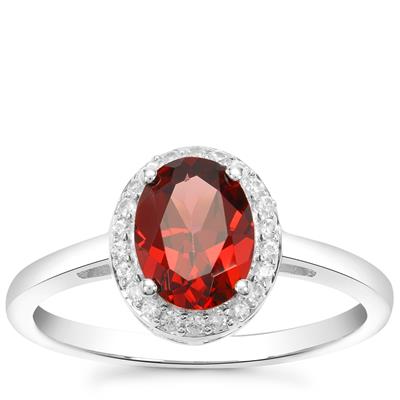 Nampula Garnet Ring with White Zircon in Sterling Silver 1.55cts