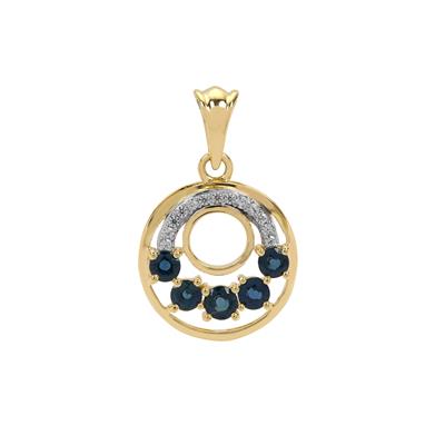 Natural Royal Blue Sapphire Pendant with White Zircon in 9K Gold 1cts