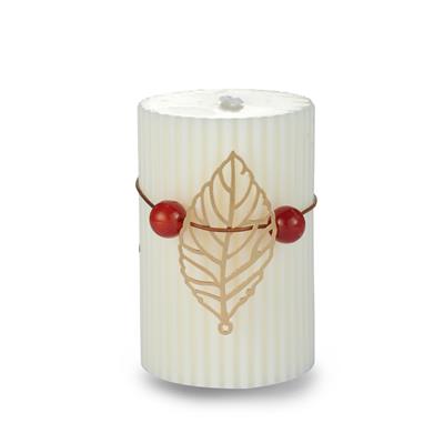 Gem Auras Leaf Pillar Candle with Carnelian Gemstones ATGW 10cts - Small