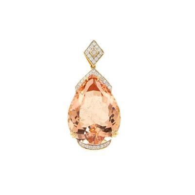 AAAA Morganite Pendant with Diamonds in 18K Gold 28.66cts 