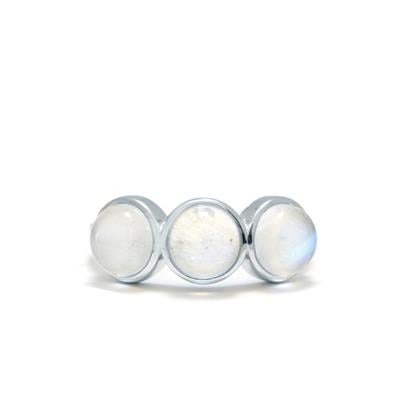 Rainbow Moonstone Ring in Sterling Silver 5ct 