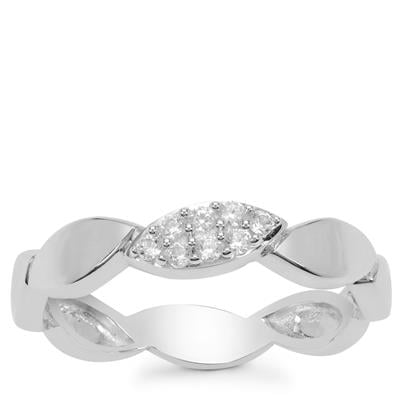 White Zircon Ring in Argentium 960 Silver 0.18cts