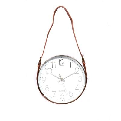 Numbered Hanging Wall Clock with Vegan Leather Loop
