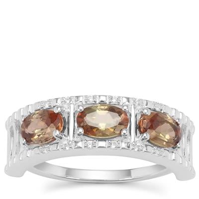 Sopa Andalusite Ring with White Zircon in Sterling Silver 1.36cts