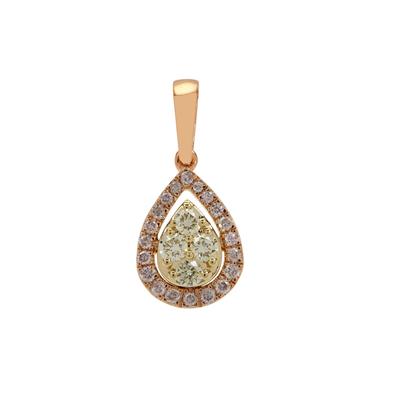 Yellow Diamonds Pendant with Pink Diamonds in 9K Two Tone Gold 0.34ct