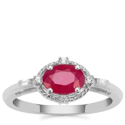 John Saul Ruby Ring with White Zircon in Sterling Silver 1.15cts