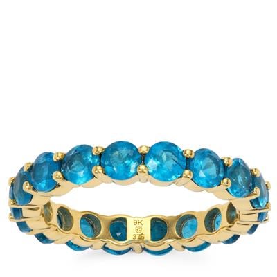 Vivid Blue Apatite Ring in 9K Gold 3.35cts
