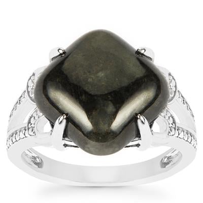 Natural Black Burmese Jade Ring in Sterling Silver 8.27cts