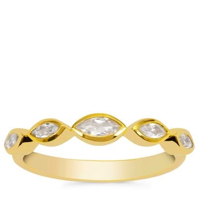 White Zircon Ring in Gold Plated Sterling Silver 0.70cts