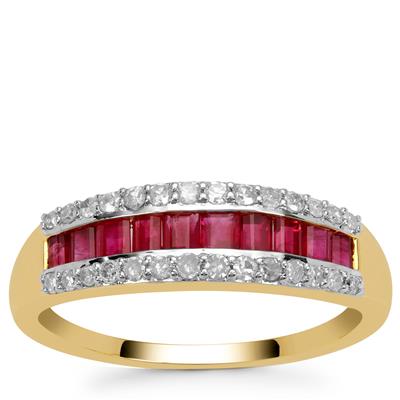 Burmese Ruby Ring with Diamond in 9K Gold 1.10cts