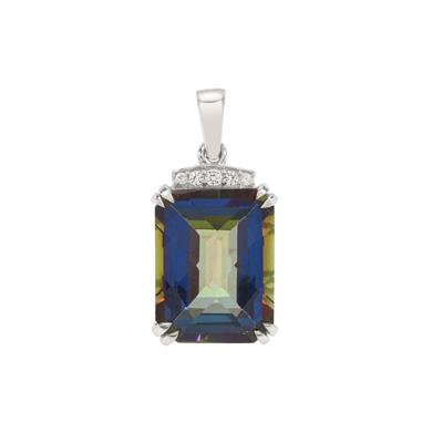 Mystic Topaz Pendant with White Zircon in Sterling Silver 13.70cts