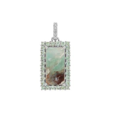 Aquaprase™, Aquaiba™ Beryl Pendant with White Zircon in Sterling Silver 11cts