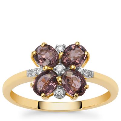 Burmese Purple Spinel Ring with White Zircon in 9K Gold 1.90cts
