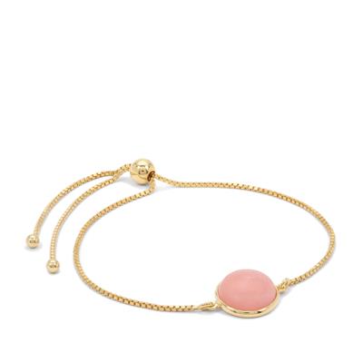 Peruvian Pink Opal Slider Bracelet in Gold Plated Sterling Silver 3.95cts