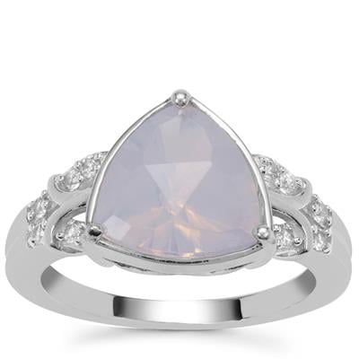 Boquira Lavender Quartz Ring with White Zircon in Sterling Silver 3.20cts