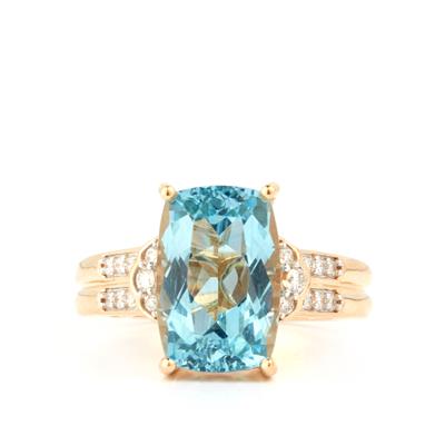 Aquamarine Ring with Diamond in 18K Gold 4.65cts
