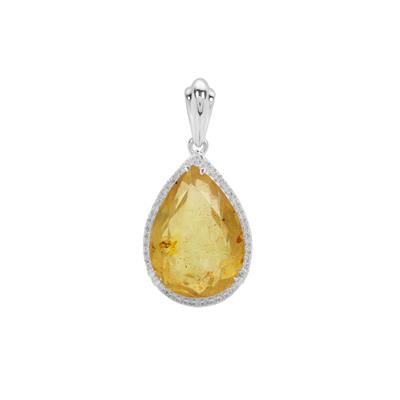Caribbean Amber Pendant with White Zircon in Sterling Silver 4.90cts