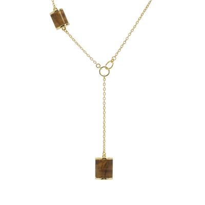 Tiger's Eye Necklace in Gold Plated Sterling Silver 16.25cts