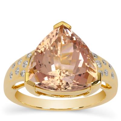 Peach Tourmaline Ring with Diamond in 18K Gold 8.96cts 