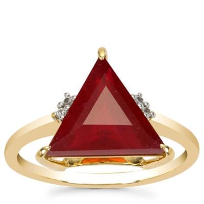 Bemainty Ruby Ring with White Zircon in 9K Gold 5.15cts