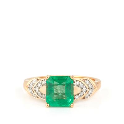 Zambian Emerald Ring with Diamond in 18K Gold 2.45cts (F)