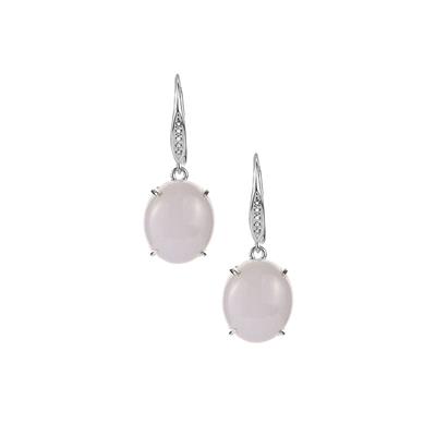 Type A Lavender Jadeite Earrings with White Topaz in Sterling Silver 11.06cts